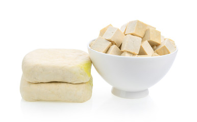 Tofu in bowl on the White background