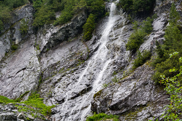 Fototapeta na wymiar Waterfall on rock at Snoqualmie Washington
