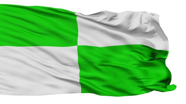 Ocana flag, city of Colombia, realistic animation isolated on white seamless loop - 10 seconds long (alpha channel is included)