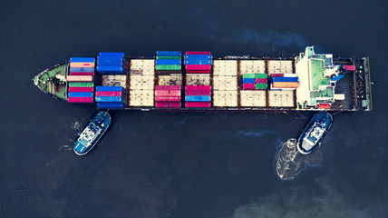Container ship in import export and business logistic, International transportation, Business logistics concept
