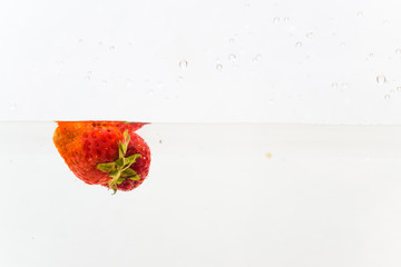 Fresh strawberry fruit in water