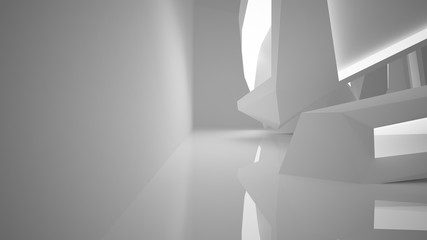 Fototapeta premium Abstract parametric white interior with neon lighting. 3D illustration and rendering.