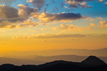 Mountain landscape sunset silhouette nature scene
