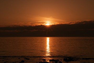 夕日と水平線