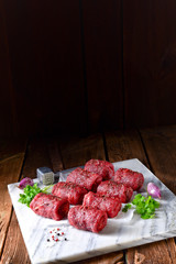 fresh raw beef roulades