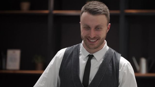 Architect is enjoying his project