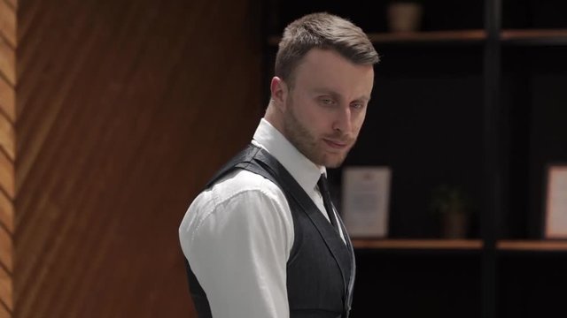 Businessman is looking in his diary