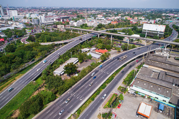 Modern building with traffic road in Bangkok
