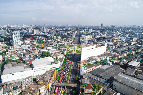 Modern building with traffic road in Bangkok