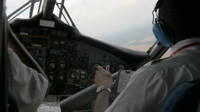 Pilots in a plane cockpit