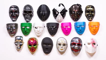 Fototapete Schädel Sammlung von Masken für Halloween