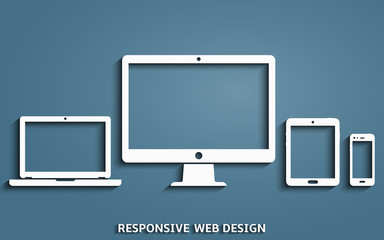 Device icons - desktop computer, laptop, smart phone and tablet