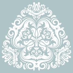 Elegant vintage vector white triangular ornament in classic style. Abstract traditional pattern with oriental elements. Classic vintage pattern