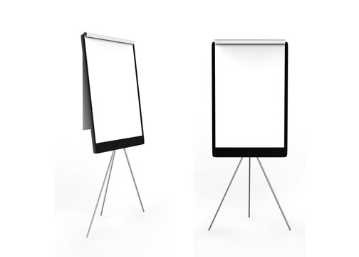 Blank flip board, Whiteboard and empty paper, presentation and seminar, 3d illustration