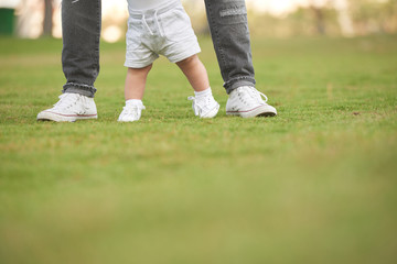 Fototapeta premium First Steps of Little Boy