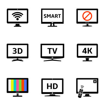 Modern tv icons set