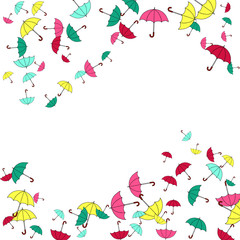 Pretty summer background with umbrellas. Umbrellas In Cartoon Free Style. Pattern Art Illustration Vector