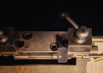 Close view of key copying machine with keys