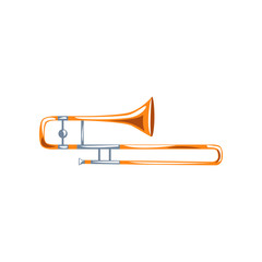 Trombone, classical music wind instrument vector Illustration on a white background
