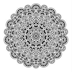 Black and white mandala vector isolated on white. Vector hand drawn circular decorative element.