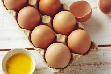 eggs on wooden background