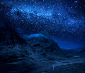 Foto auf Acrylglas Milky way and mountains in Glencoe in Scotland © shaiith