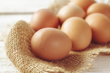 eggs on wooden background