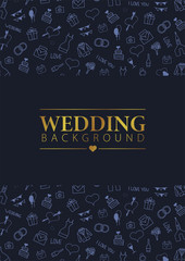 Wedding Background with hand draw doodle elements. Vector Illustration