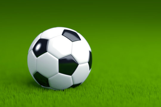 Soccer Ball on Grass 3D Render