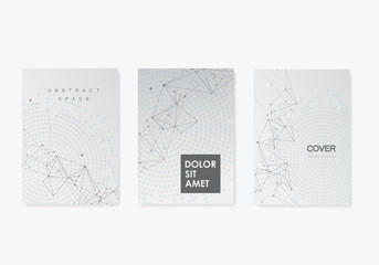 Abstract geometric background with connected lines and dots. Technology vector brochure cover design