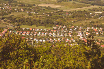 Aerial picture from a small typical hungarian village near from lake Balaton, Badacsonytomaj