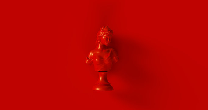 Red Bust Sculpture 3d Illustration	