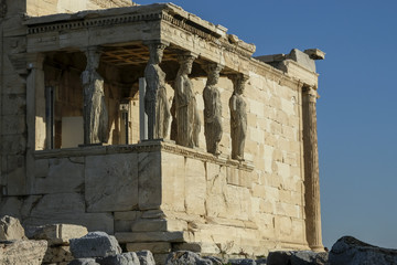 Porch of the Maidens or Caryatids of Erechtheion Temple in Athens, Greece