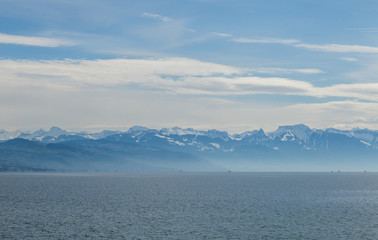 Light mountain landscape. Lake Leman