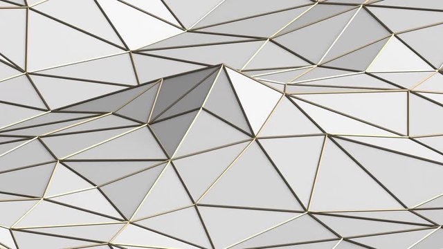 Abstract 3d rendering of geometric surface. Computer generated loop animation. Modern background with polygonal shape. Seamless motion design for poster, cover, branding, banner, placard. 4k UHD