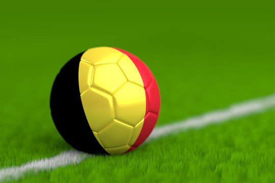 Soccer Ball With Belgian Flag 3D Render
