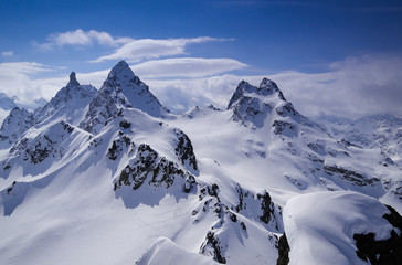 Fototapeta na wymiar winter mountain landscape in the Silvretta mountains near Klosters in Switzerland