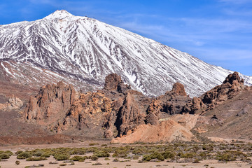 Snow covered mount teide