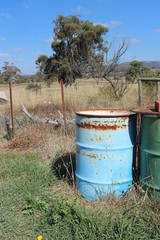 rusting barrels in country NSW Australia
