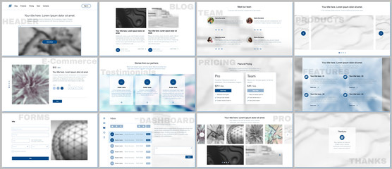 Set of vector templates for website design, minimal presentations, portfolio. Simple elements on white background. Templates for presentation slides, flyer, leaflet, brochure cover, annual report.