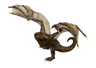 3D Rendering Fairy Tale Dragon on White