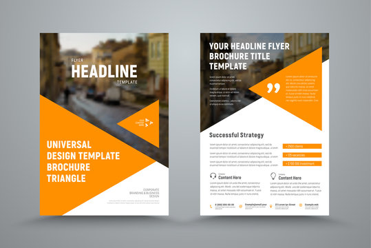Design flyer with triangles and a place for a photo