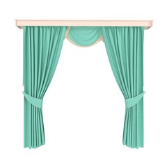 Classic curtain. Isolated on white. Front view. 3D illustration