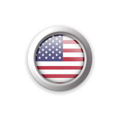 Glass button with USA flag
