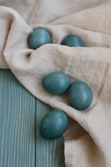 Easter eggs in turquoise color
