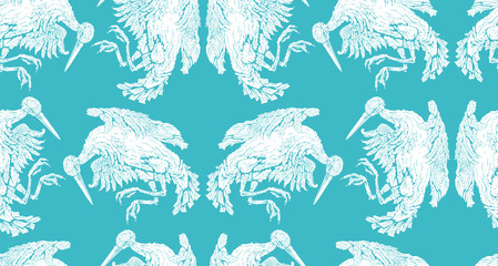 Texture Wallpaper stork flying in blue and white color jump