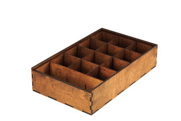 Old wooden box isolated on white background