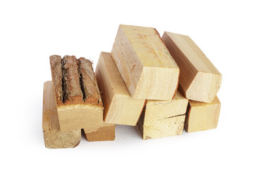 Pile of firewood isolated on a white background