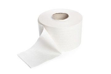 toilet paper on white background
