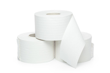toilet paper on white background
